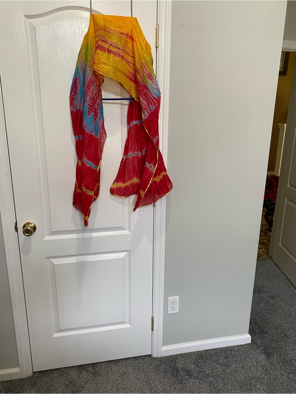 Colorful Tie-Dye Lightweight Scarf - Yellow, Red, Blue